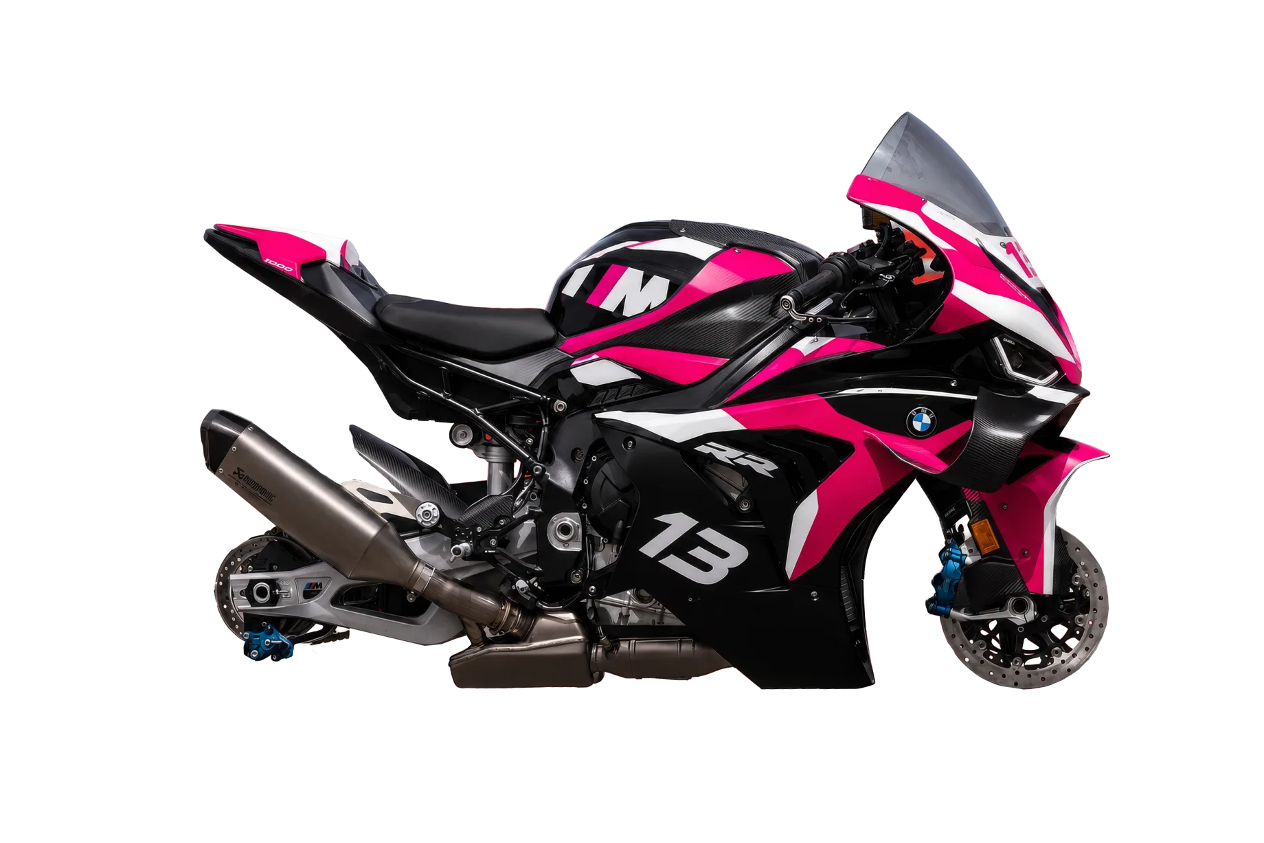 Moto de piste BMW aux couleurs TDS illustrant une journée circuit moto